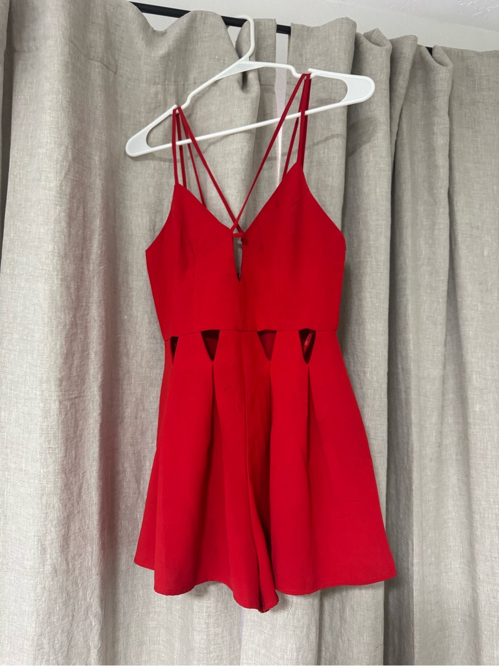 Red Strappy Cutout Romper